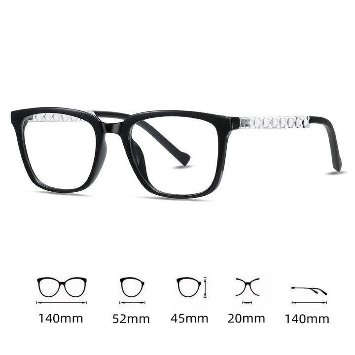Kocolior Unisex Full Rim Square Acetate Alloy Reading Glasses 70017
