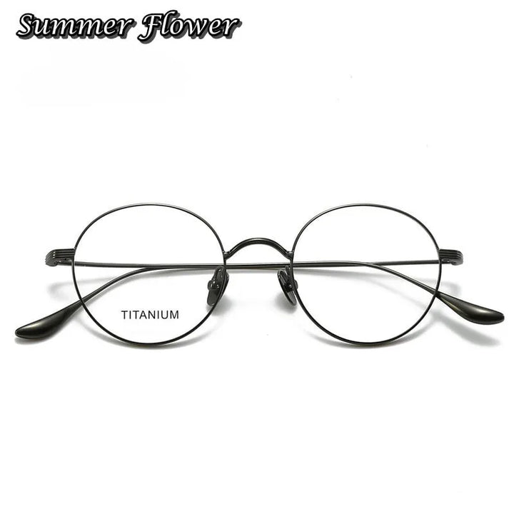 Summer Flower Women's Full Rim Round Titanium Eyeglasses 403061