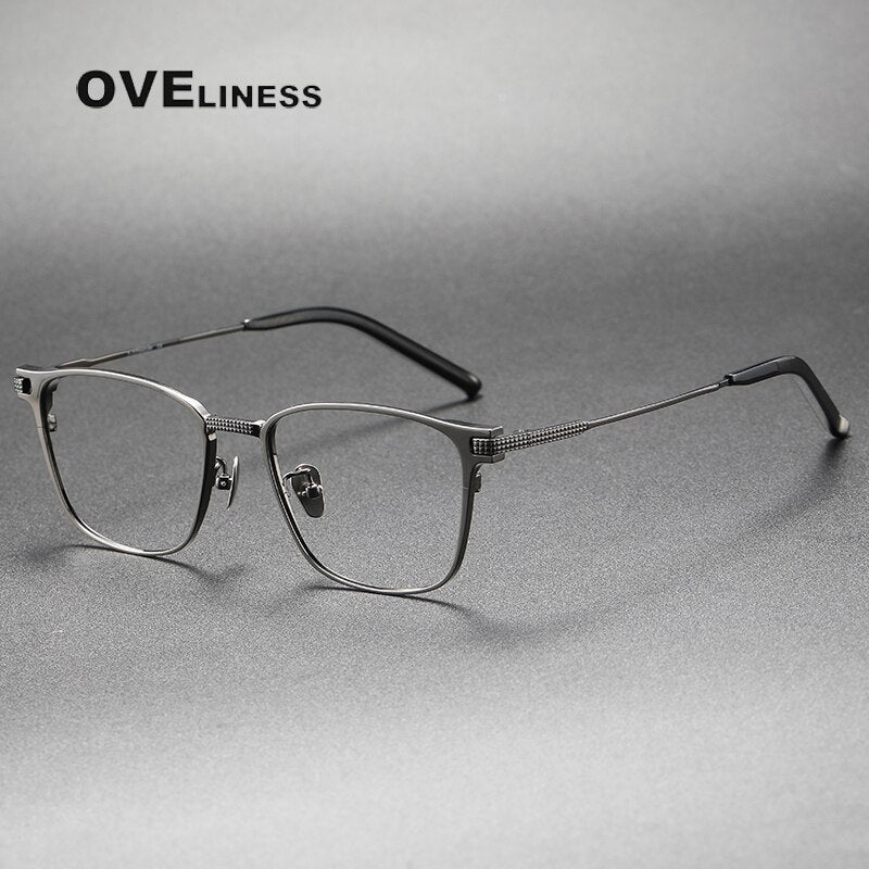Oveliness Unisex Full Rim Square Titanium Eyeglasses 390 Full Rim Oveliness gun  