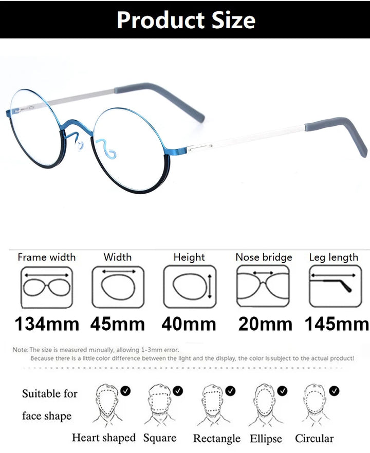 Aimee Women's Full Rim Oval Screwless Titanium Eyeglasses 198801