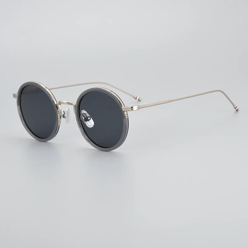 Black Mask Men's Full Rim Alloy Round Polarized Sunglasses X906 Sunglasses Black Mask Gray-Silver As Shown 