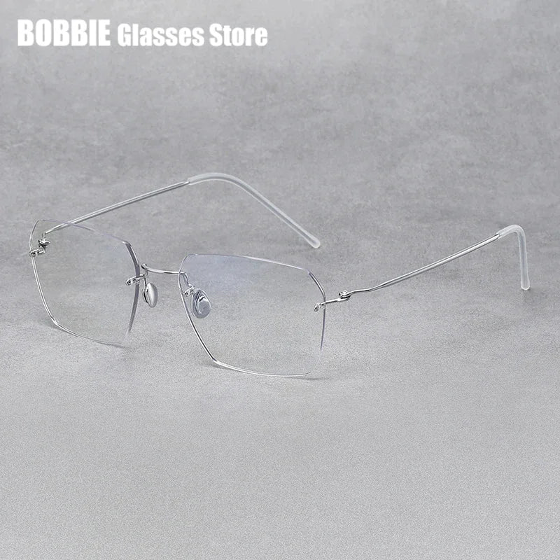 Bobbie Women's Rimless Polygon Square Titanium Eyeglasses 251256