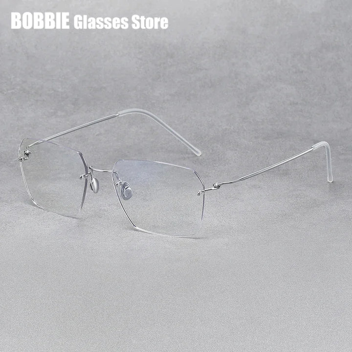 Bobbie Women's Rimless Polygon Square Titanium Eyeglasses 251256