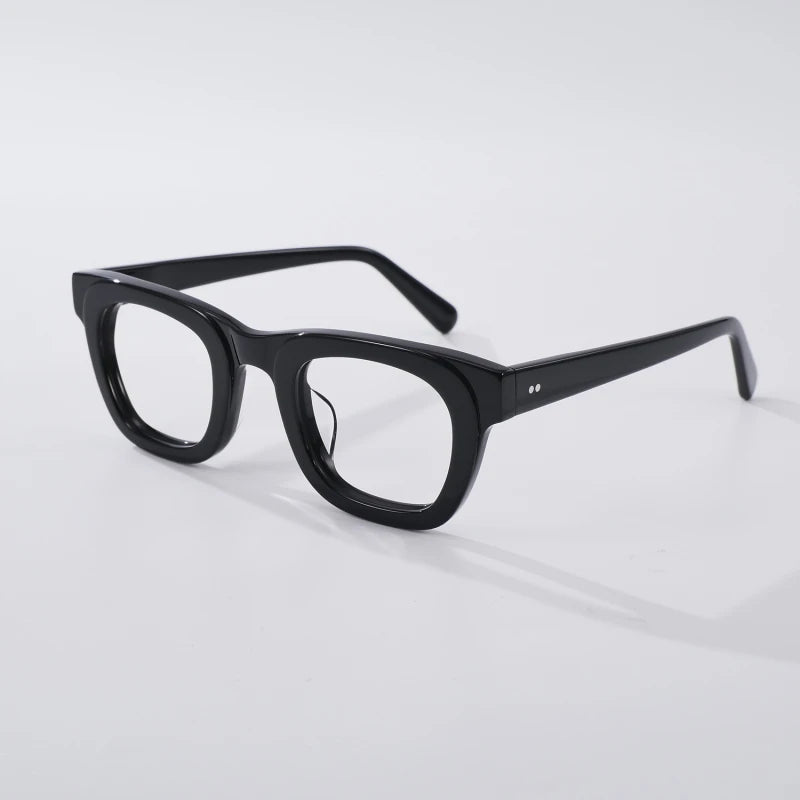 Black Mask Unisex Full Rim Square Brow Line Acetate Eyeglasses 838173