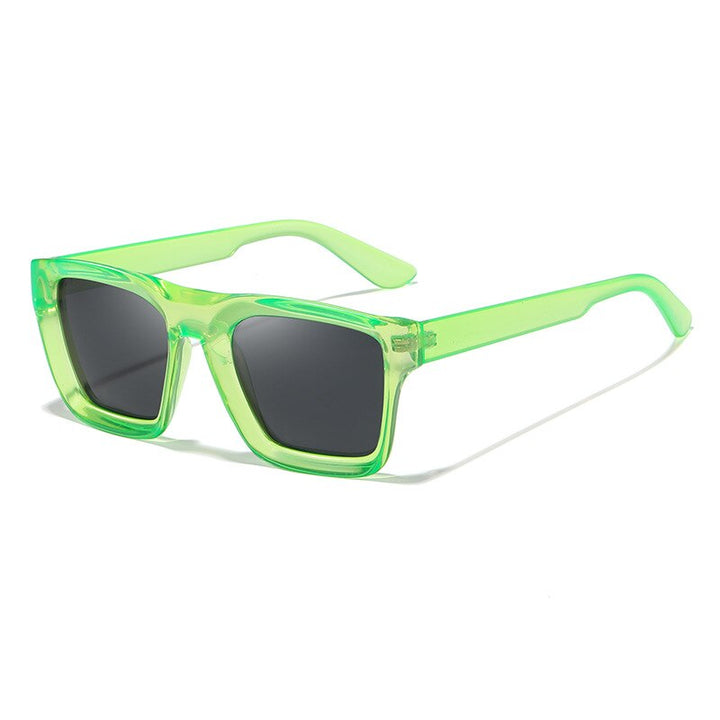 CCSpace Unisex Full Rim Square Acetate UV400 Sunglasses 56155 Sunglasses CCspace Sunglasses GreenGrey  