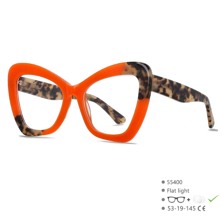 CCSpace Women's Ful Rim Square Cat Eye Acetate Eyeglasses 55400 Full Rim CCspace Orange China 