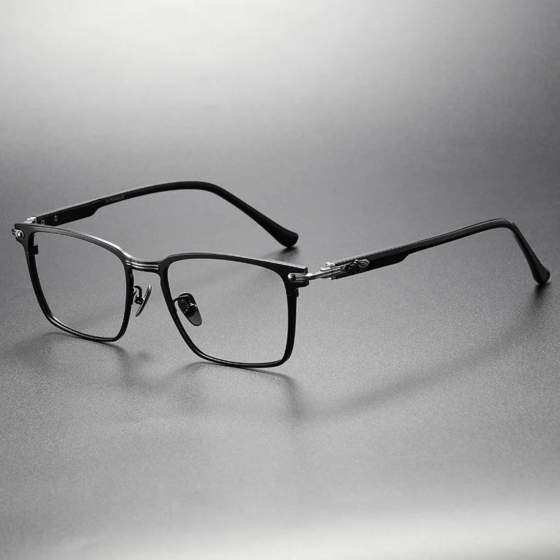 Hdcrafter Men's Full Rim Big Square Titanium Acetate Eyeglasses 91160