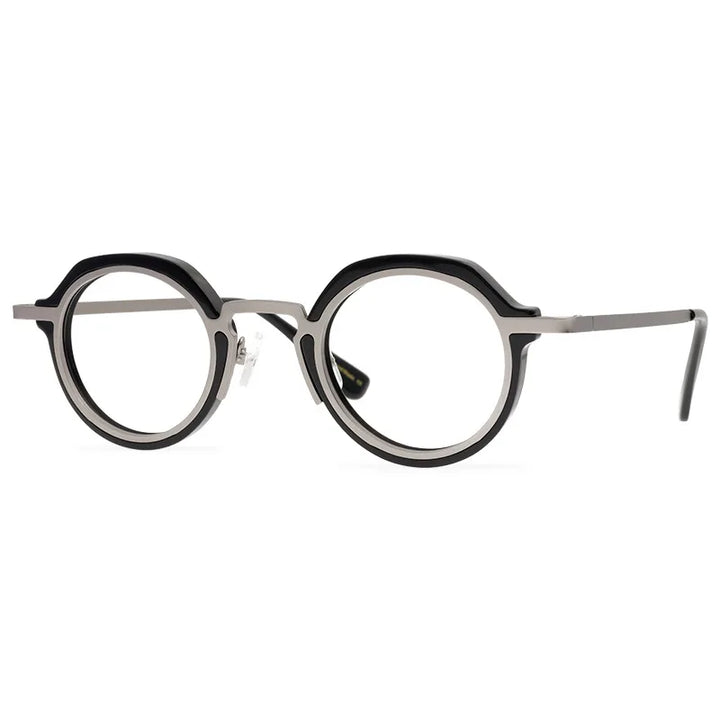 Nobler Unisex Full Rim Flat Top Oval Acetate Steel Eyeglasses 13132 Full Rim Nobler C7  