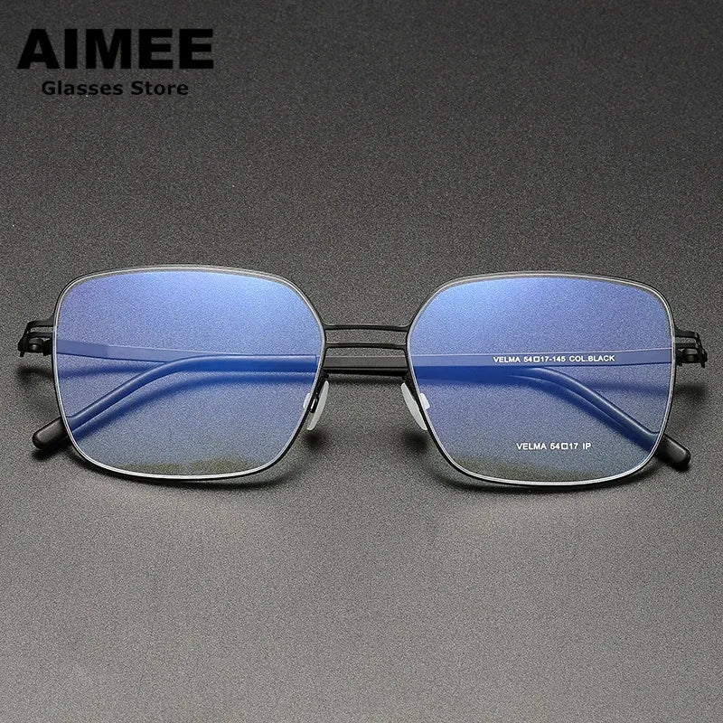 Aimee Women's Full Rim Square Double Bridge Stainless Steel Eyeglasses 22511 Full Rim Aimee Black  