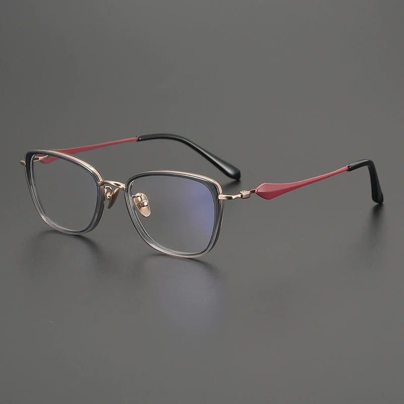 Gatenac Unisex Full Rim Cat Eye Acetate Titanium Eyeglasses Gxyj2027