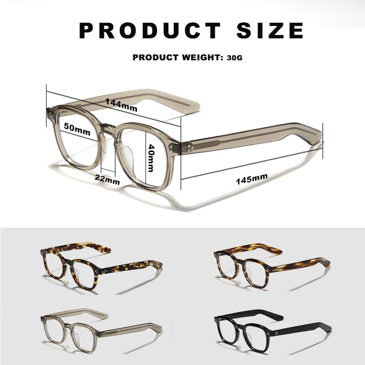 Hewei Unisex Full Rim Square Thick Acetate Eyeglasses 14450 Full Rim Hewei   