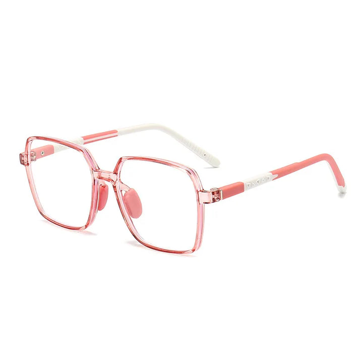 CCspace Unisex Children's Full Rim Square Tr 90 Titanium Eyeglasses 57511 Full Rim CCSpace PinkWhite  