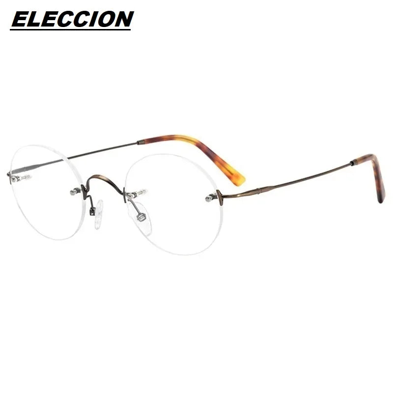 Eleccion Women's Rimless Round Titanium Eyeglasses 16035