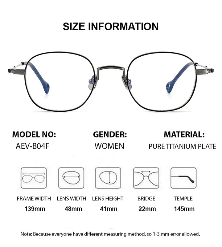 Summer Flower Unisex Full Rim Round Square Titanium Eyeglasses 20469