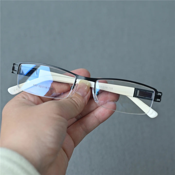 Cubojue Unisex Semi Rim Brow Line Rectangle Alloy Reading Glasses C650 Reading Glasses Cubojue   