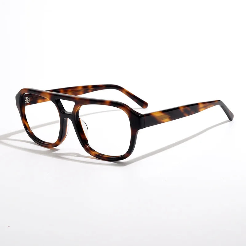 Black Mask Unisex Full Rim Square Double Bridge Acetate Eyeglasses 908 Full Rim Black Mask Tortoise  