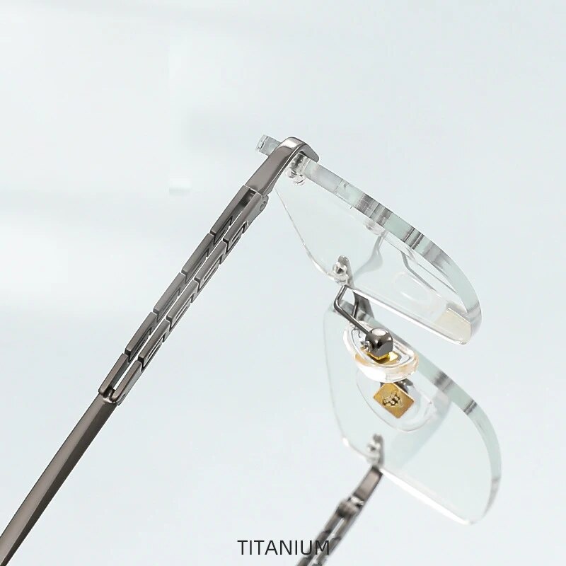 KatKani Unisex Rimless Square Titanium Eyeglasses 66070 Rimless KatKani Eyeglasses   