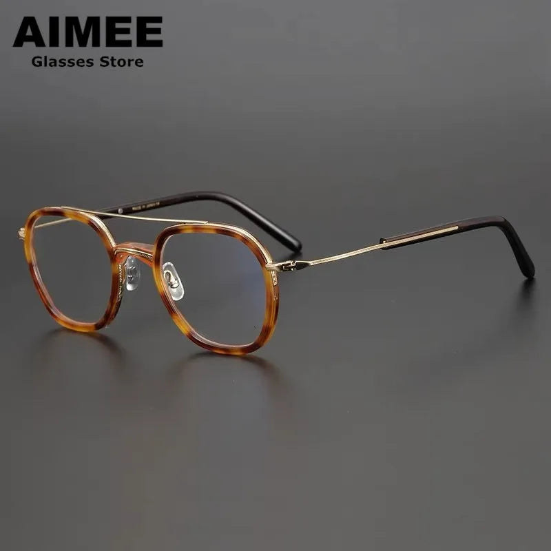 Aimee Unisex Full Rim Oval Double Bridge Titanium Acetate Eyeglasses 7115 Full Rim Aimee   