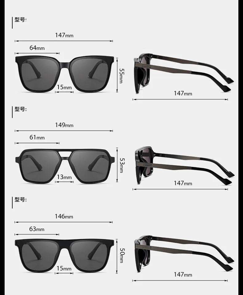 CCspace Men's Full Rim Square Tr 90 Alloy Sunglasses 307543