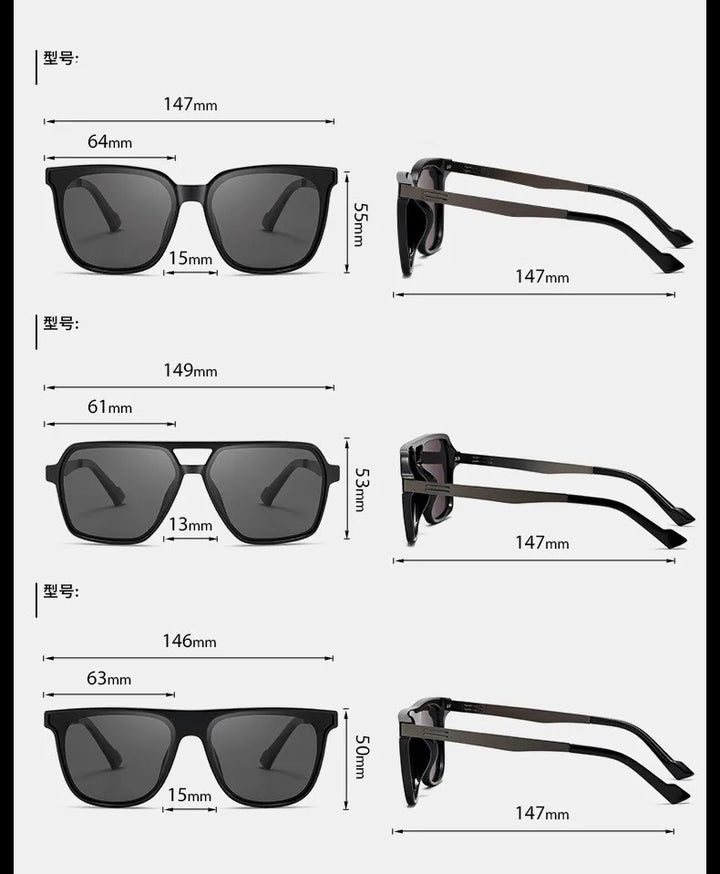 CCspace Men's Full Rim Square Tr 90 Alloy Sunglasses 307543