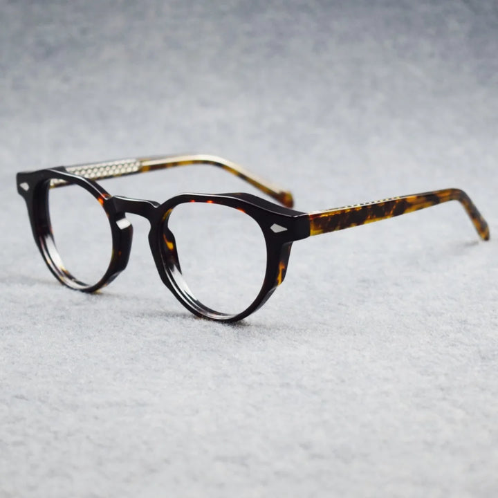 Hewei Unisex Full Rim Flat Top Oval Acetate Eyeglasses 295143