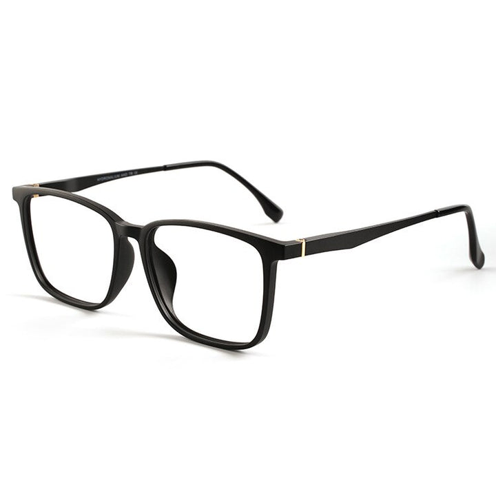 KatKani Unisex Full Rim Large Square Tr 90 Aluminum Eyeglasses Full Rim KatKani Eyeglasses Matte Black  
