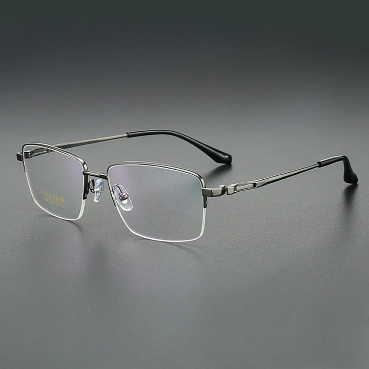 Muzz Men's Semi Rim Polygon Square Titanium Eyeglasses 82928