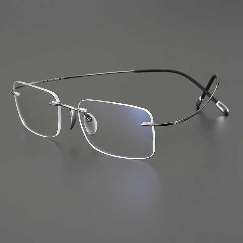 Momoja Unisex Rimless Square Titanium Eyeglasses 615353