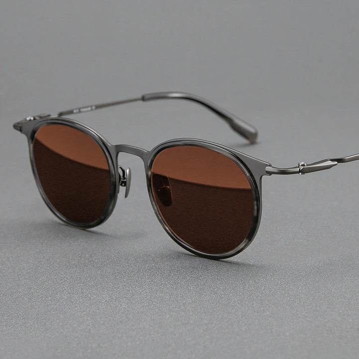 Blackmask Unisex Full Rim Round Titanium Polarized Sunglasses BM-0056S