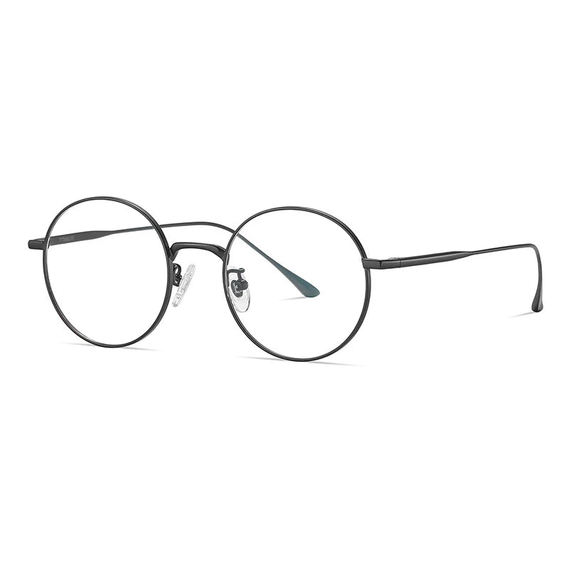 Handoer Men's Full Rim Round Titanium Eyeglasses Pt913 Full Rim Handoer   