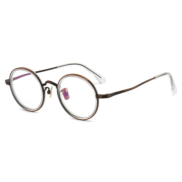 Hewei Unisex Full Rim Round Titanium Acetate Eyeglasses 3071 Full Rim Hewei C3  