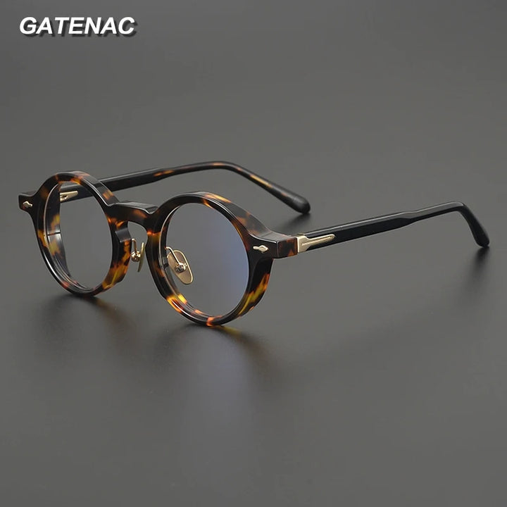 Gatenac Unisex Full Rim Round Thick Acetate Eyeglasses Gxyj2260