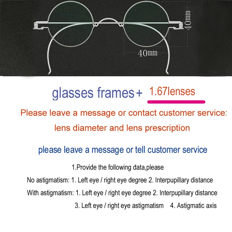 Yujo Unisex Full Rim Round Stainless Steel Custom Eyeglasses Y4042 Full Rim Yujo 167 40 CHINA 