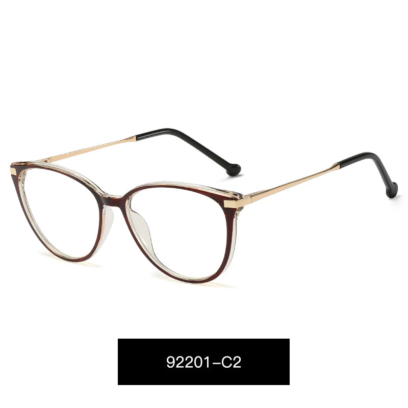 Handoer Women's Full Rim Oval Cat Eye Tr 90 Alloy Eyeglasses 92201