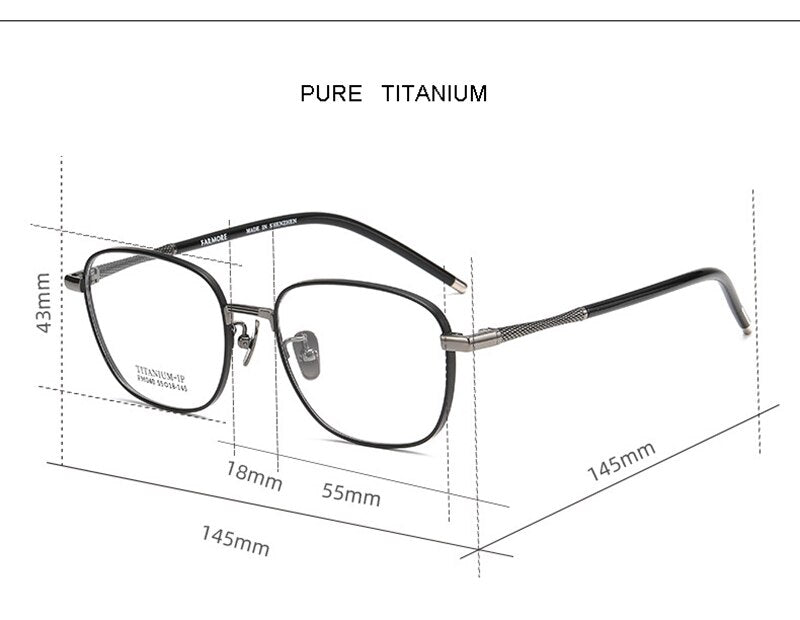 Aissuarvey Men's Full Rim Big Square  Titanium Eyeglasses 5518145b Full Rim Aissuarvey Eyeglasses   