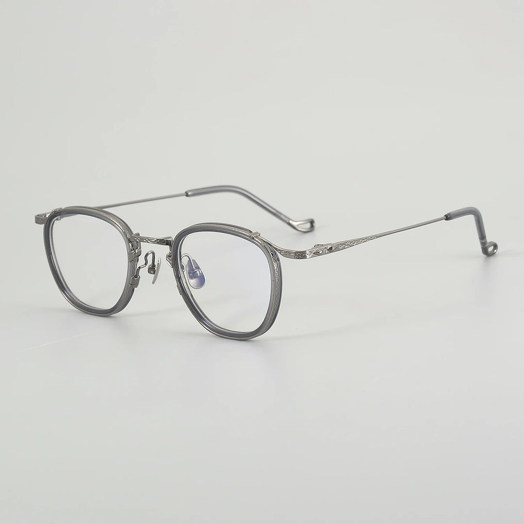 Muzz Unisex Full Rim Oval Square Titanium Acetate Eyeglasses 54916