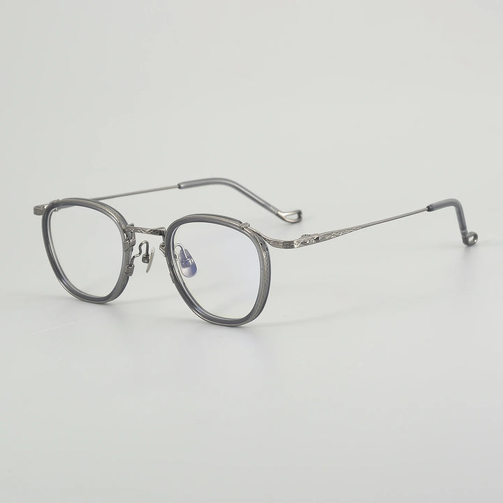 Muzz Unisex Full Rim Oval Square Titanium Acetate Eyeglasses 54916