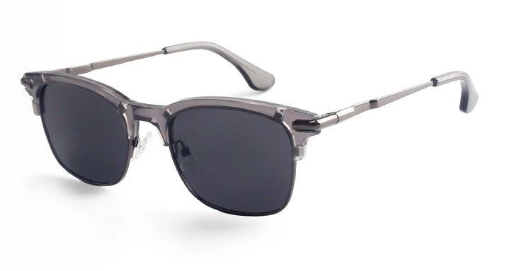 Esnbie Unisex Full Rim Square Brow Line Acetate Alloy Sunglasses 24021