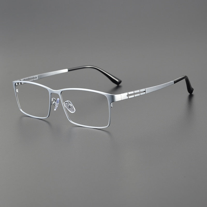 Gatenac Men's Full Rim Big Square Titanium Eyeglasses Gxyj1081 Full Rim Gatenac Silver  