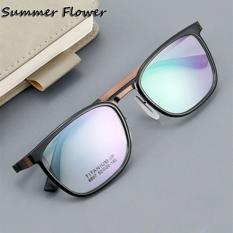 Summer Flower Unisex Full Rim Square Tr 90 Alloy Eyeglasses 88807 Full Rim Summer Flower