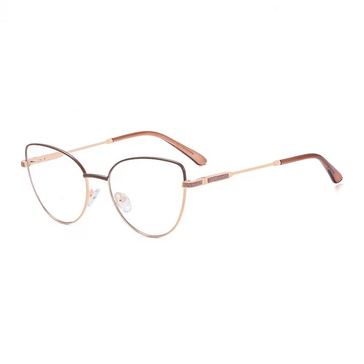 Ralferty Women's Full Rim Square Cat Eye Alloy Eyeglasses R82149 Full Rim Ralferty C6 Coffee CHINA 