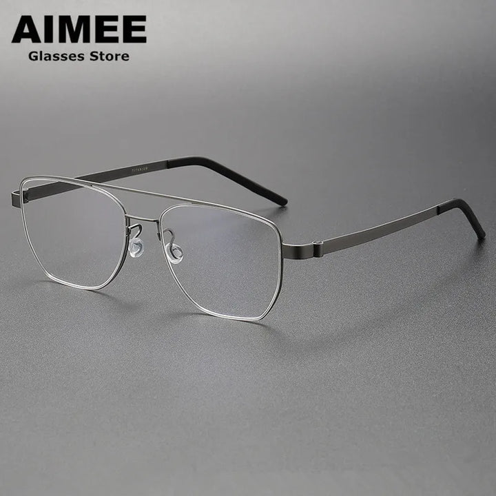 Aimee Unisex Full Rim Square Double Bridge Titanium Eyeglasses 9622 Full Rim Aimee   