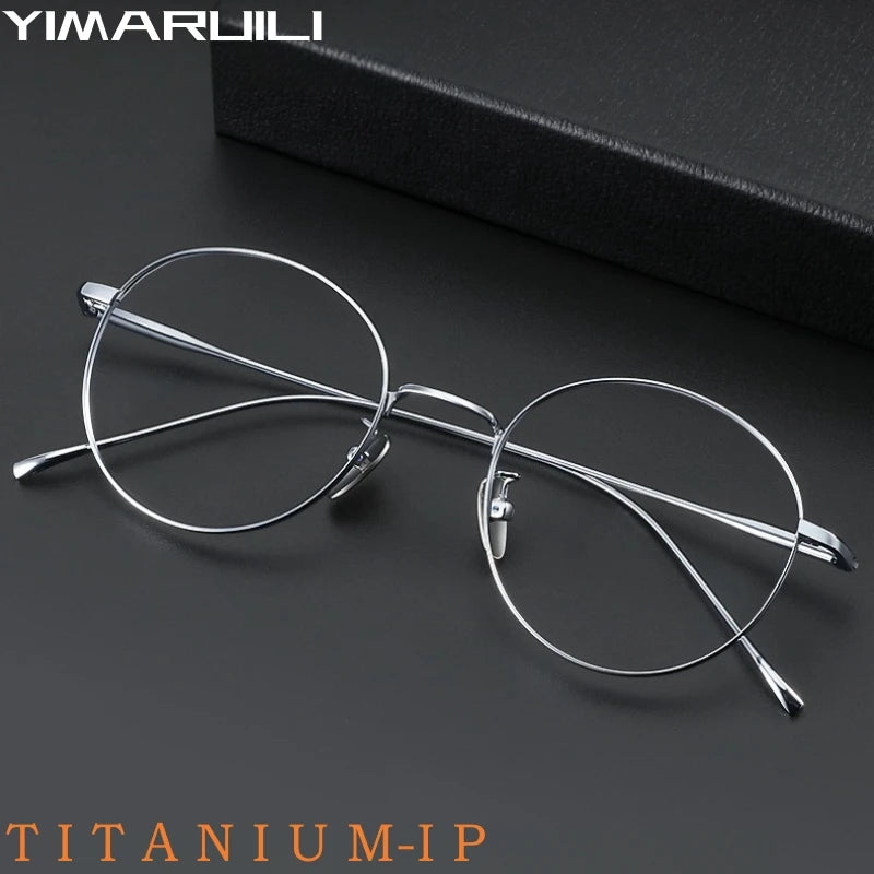 Yimaruili Unisex Full Rim Round Titanium Eyeglasses Y1644 Full Rim Yimaruili Eyeglasses   