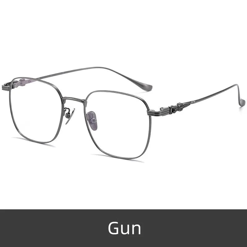 Kocolior Unisex Full Rim Round Square Titanium Hyperopic Reading Glasses 1212 Reading Glasses Kocolior Gun 0 