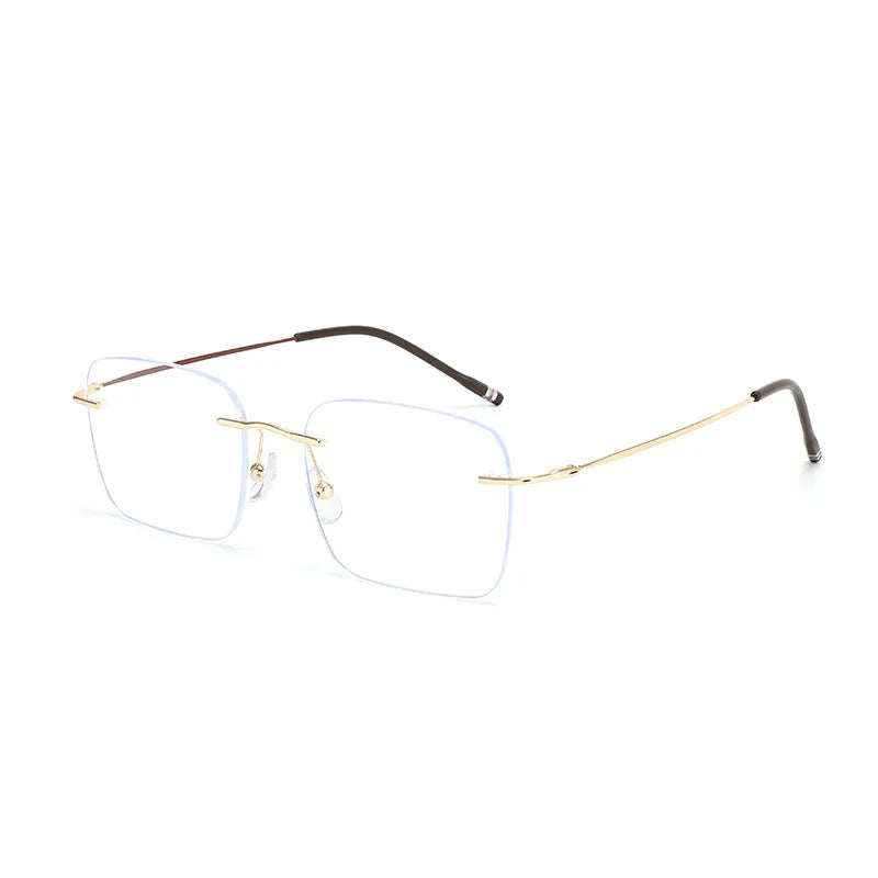 Xbora Unisex Rimless Polygon Square Titanium-Alloy Eyeglasses 518320