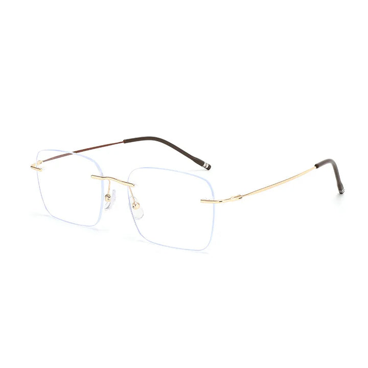 Xbora Unisex Rimless Polygon Square Titanium-Alloy Eyeglasses 518320