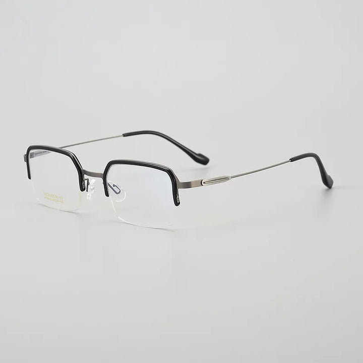 Hewei Unisex Semi Rim Square Titanium Acetate Eyeglasses 4006 Semi Rim Hewei black grey  