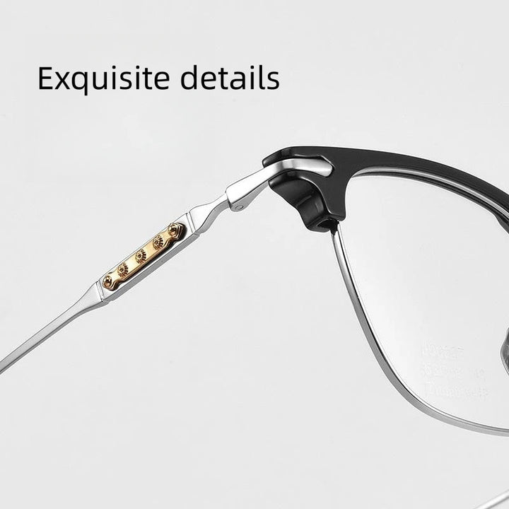 Hdcrafter Men's Full Rim Square Titanium Acetate Eyeglasses J0063t Full Rim Hdcrafter Eyeglasses   