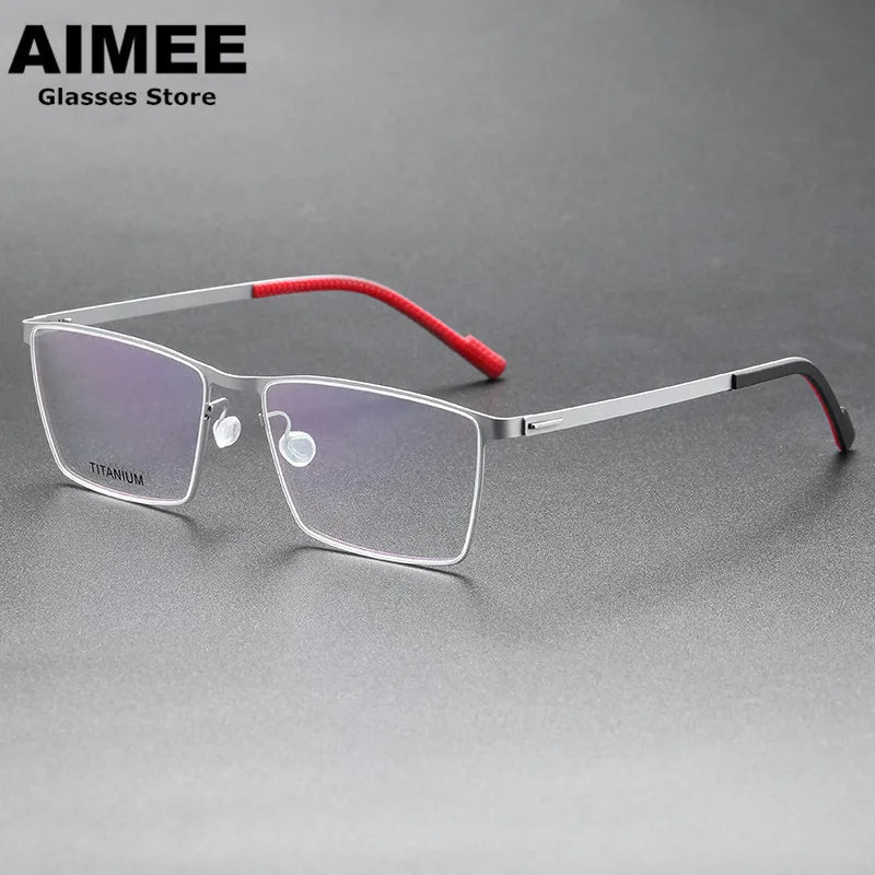 Aimee Unisex Full Rim Square Screwless Titanium Eyeglasses 8005 Full Rim Aimee Red  