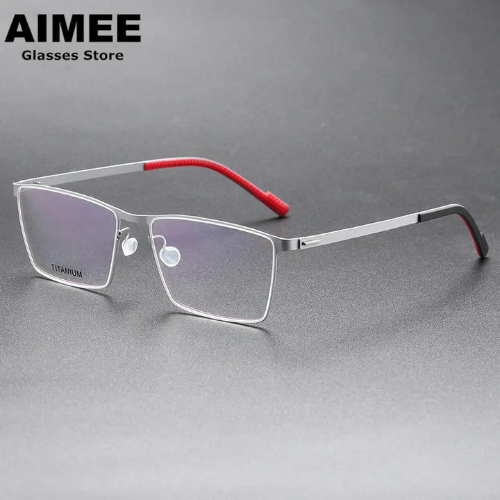 Aimee Unisex Full Rim Square Screwless Titanium Eyeglasses 8005 Full Rim Aimee Red  